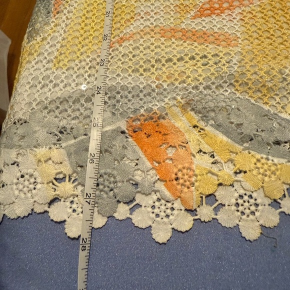 Alfred Dunner Yellow and Blue Graphic 3/4 Sleeve Blouse - Picture 5 of 8